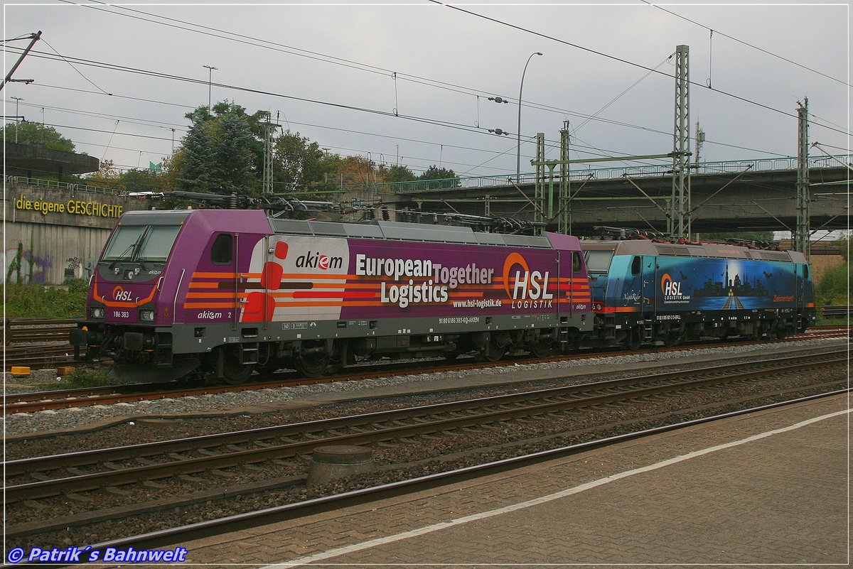 akiem/HSL 186 383 & BRLL/HSL 185 601 abgestellt
am 01.09.2019 in Hamburg-Harburg