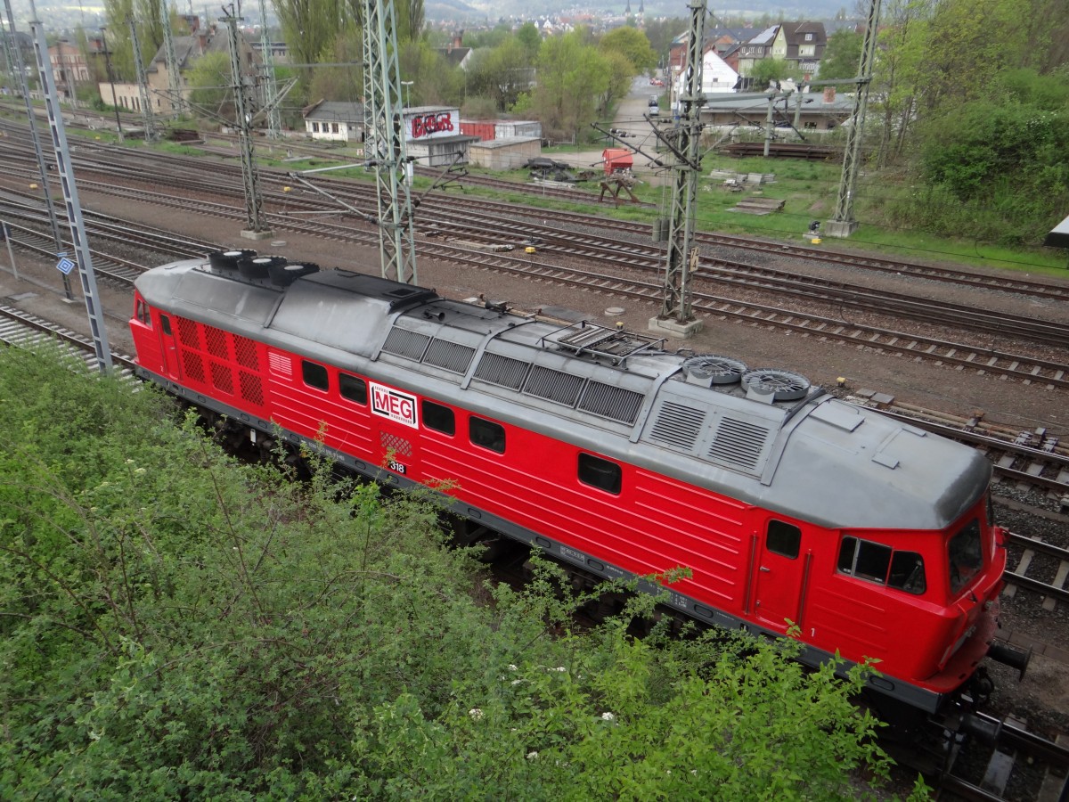 Am 14.04.14 ist die MEG 318 (232 690)in Saalfeld/Saale zusehen.