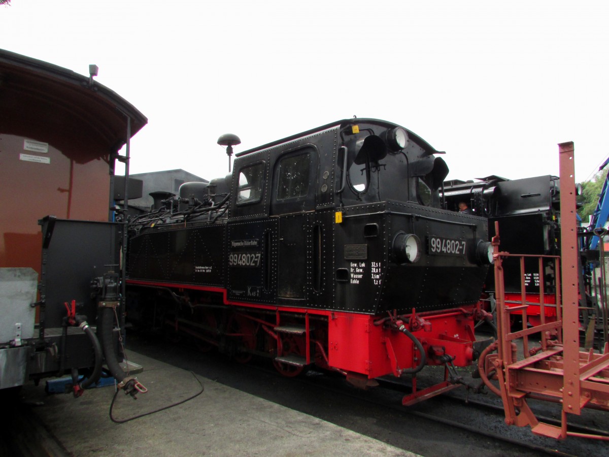 Am 30.07.2014 stand die 99 4802-7 kalt im BW Putbus.