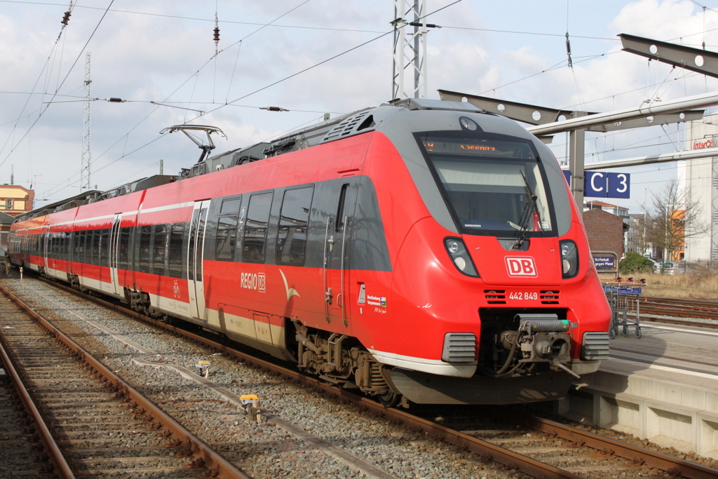 Ausnahmsweise mit einem Talent 2 statt DB-Regio Flirt wurde RE 13011 von Rostock nach Sassnitz gefahren.27.02.2016 