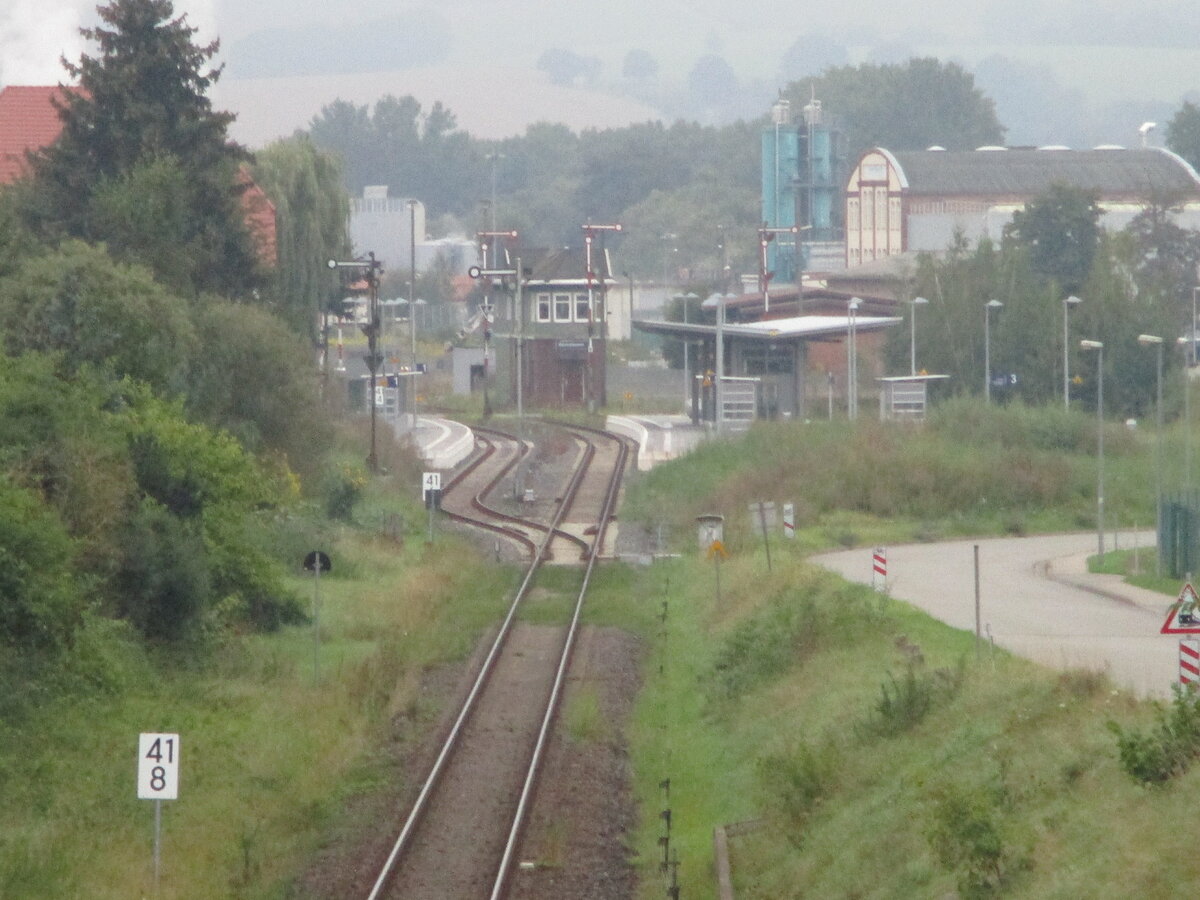 Bahnhof Wernshausen,am 01.September 2021,von einer Straßenbrücke aufgenommen.