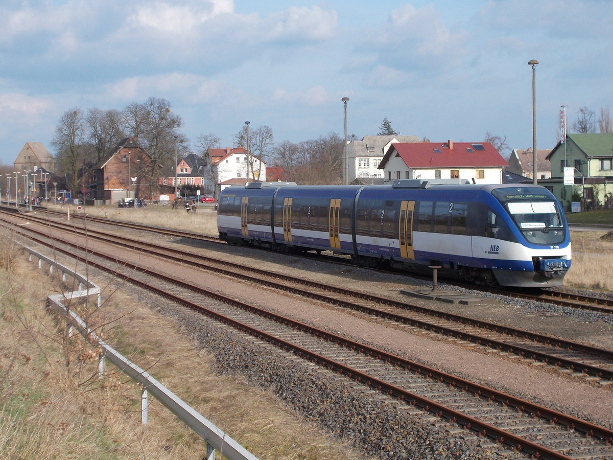 Besuch bei Bekannten f�hrte mich ins Berliner Umland,am 19.M�rz 2016,wo ich in Werneuchen gerade den VT 730 von der NEB bei der Einfahrt in den Bahnhof erwischte.