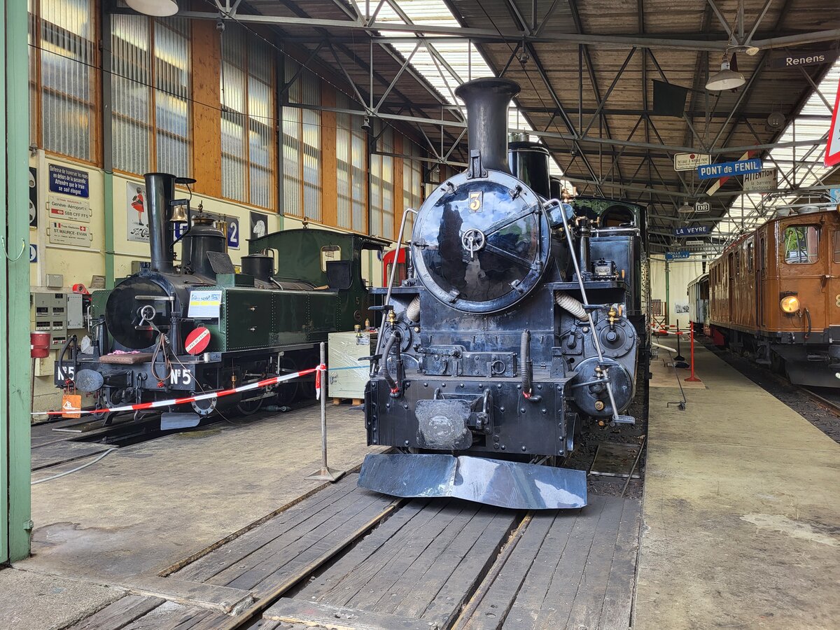 Blick ins BC Depot. mit der HG 3/4 N° 3 und der G 3/3 N° 5.

4. Mai 2024