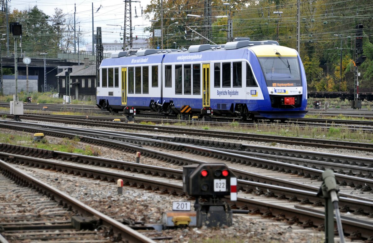 BRB (Bayerische Regiobahn) VT 218 in Augsburg am 25.10.2009.