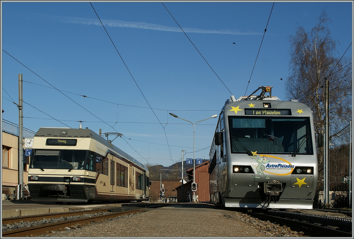 CEV GTW und Beh 2/4 in Blonay.
6. M�rz 2012