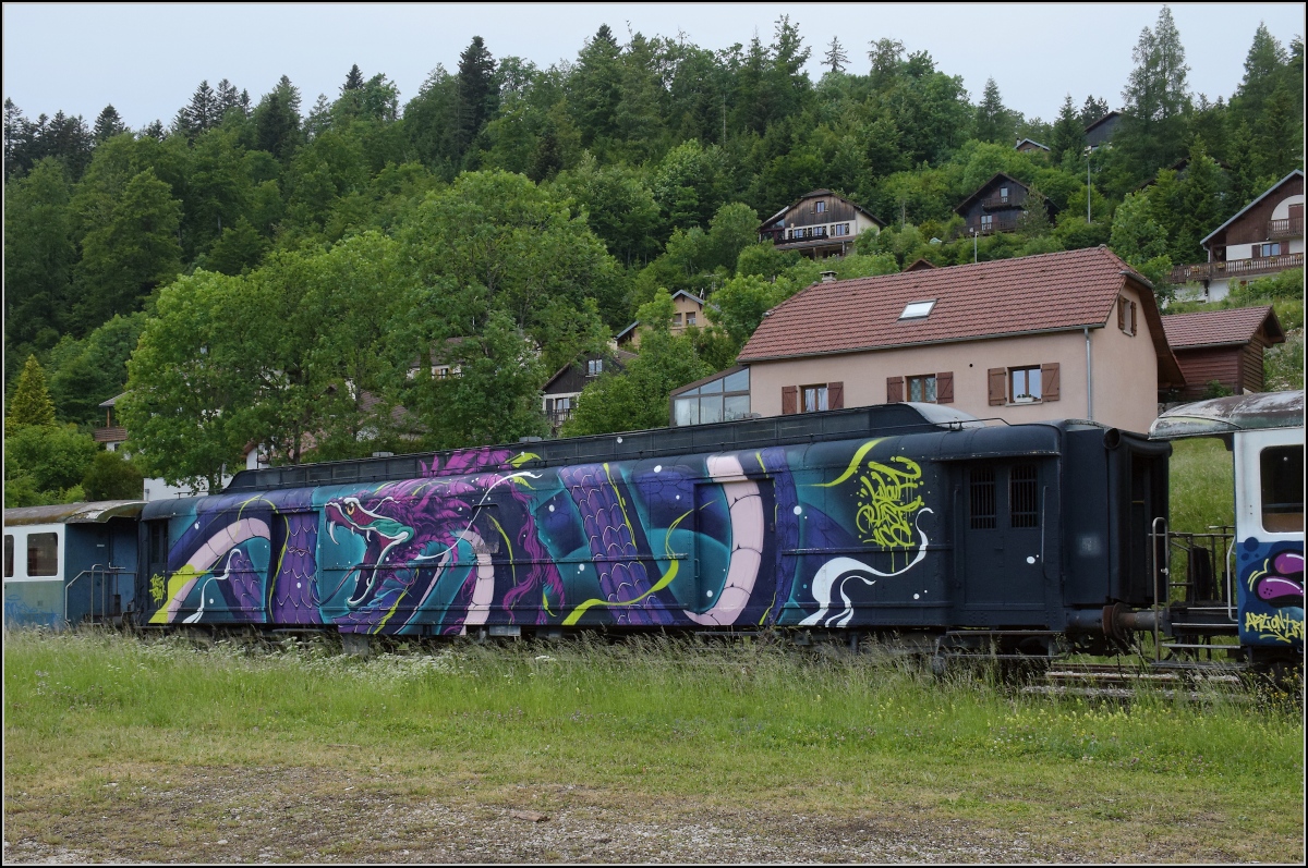 Coni'Fer

Diesen imposanten französischen Postwagen kenne ich nur aus alten Filmen. Da kann das Graffito noch so aufregend gestaltet sein, der Wagen ist noch beeindruckender. Les Hôpitaux-Neufs, Juli 2022.