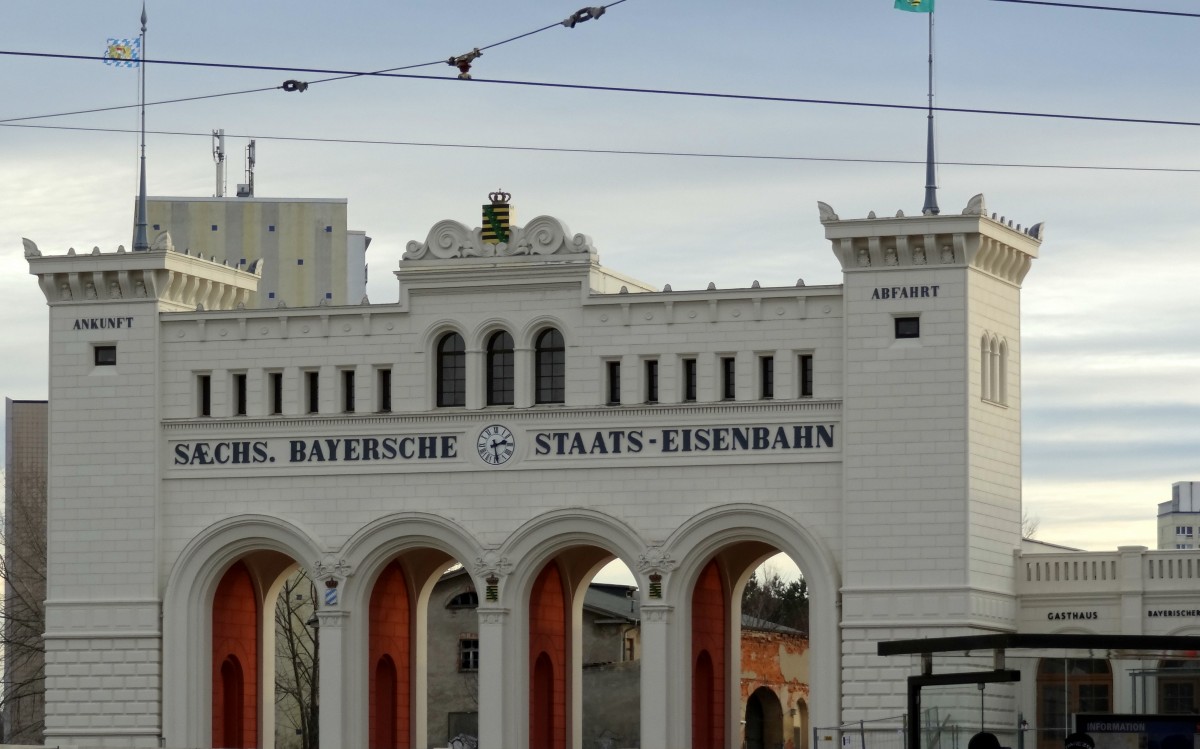 Das alte Bahnhofsgebäude vom Bayerischen Bahnhof in Leipzig.
Aufgenommen im Dezember 2013.