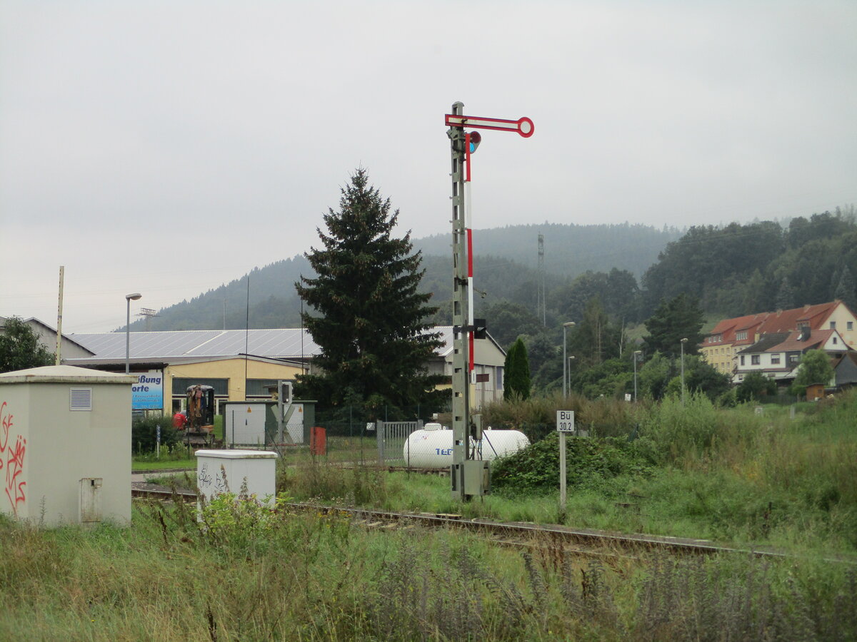 Das ist das Ausfahrsignal  I  in Wernshausen in Richtung Schmalkalden.Aufgenommen am 01.September 2021.