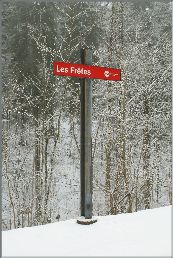 Das Stationsschild von Les Frêtes.
18. Jan. 2010 