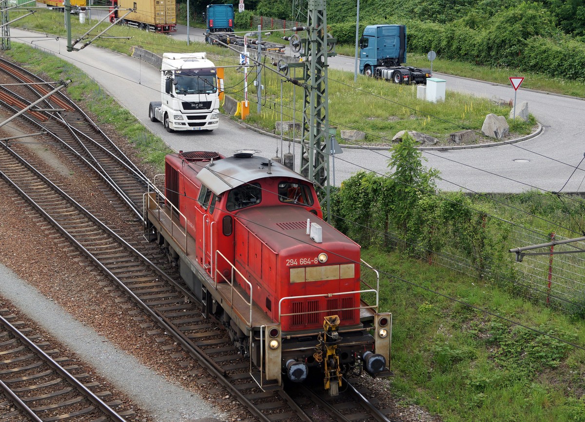 DB: Rangierlok 294 664-8 in Weil am Rhein am 23. Juni 2015.
Foto: Walter Ruetsch