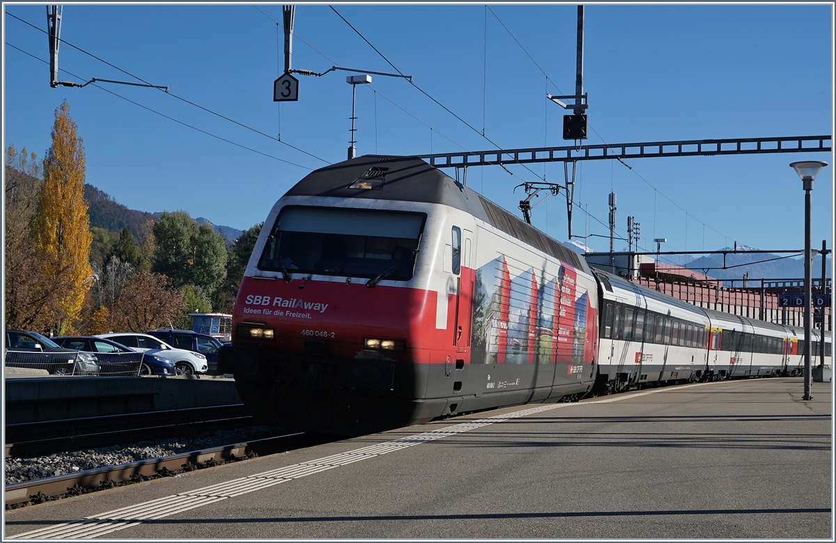 Dei SBB Re 460 048-2 erreicht Thun.
29. Okt. 2016