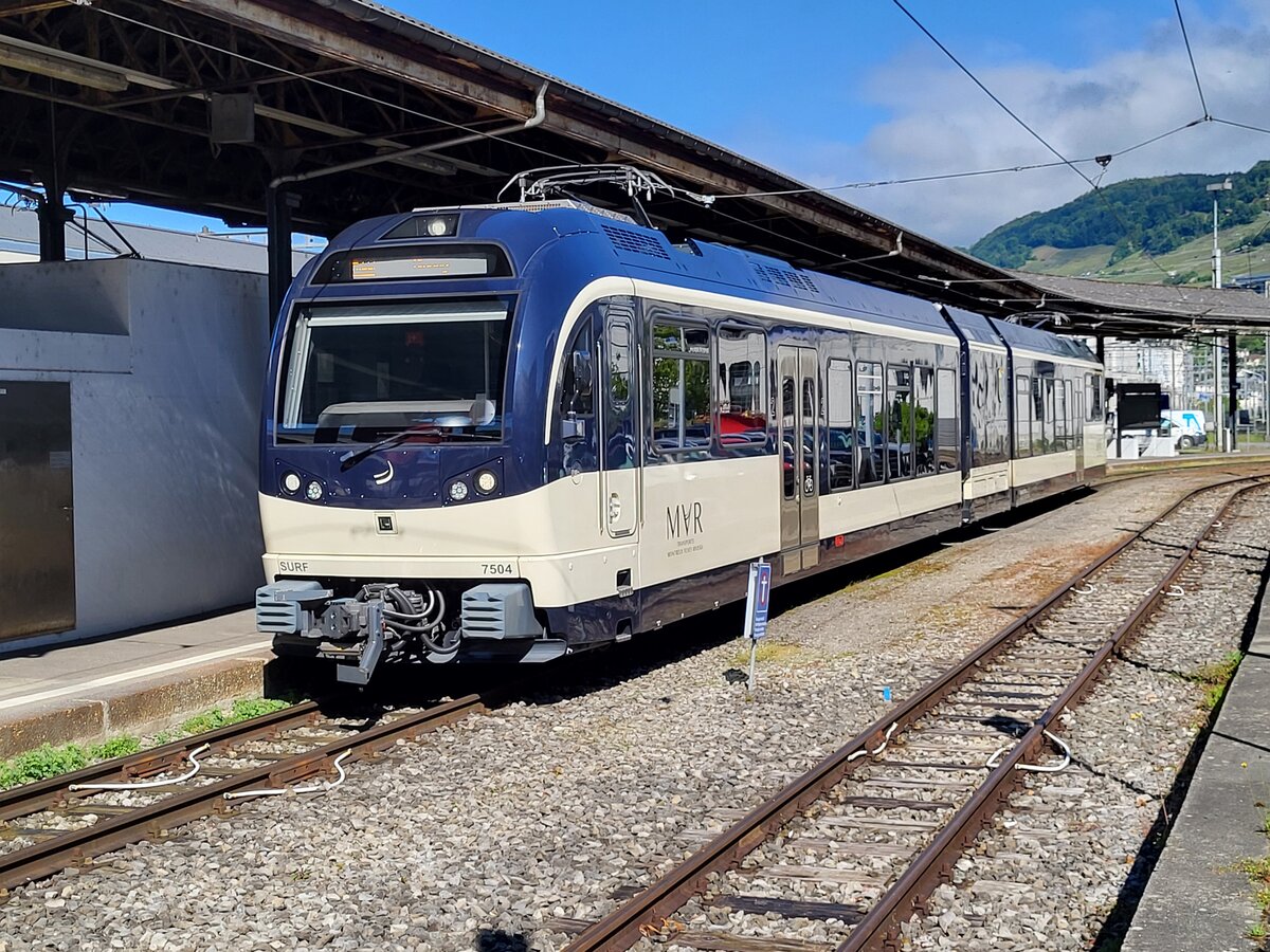 Der CEV ABeh 2/6 7504 VEVEY wartet in Vevey auf die Rückfahrt nach Blonay.
25. Mai 2024