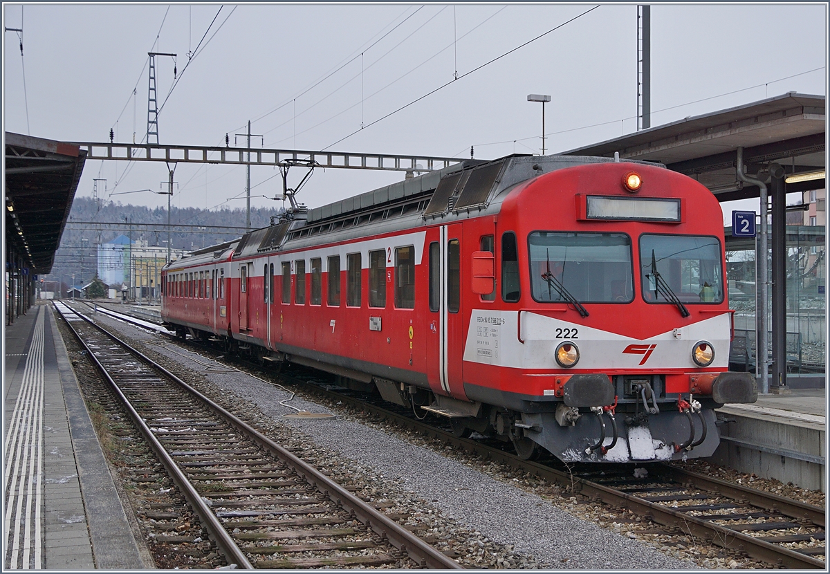 Der CJ RBDe 4/4 I / Bt 992 in Porrentruy.
11. Jan. 2019