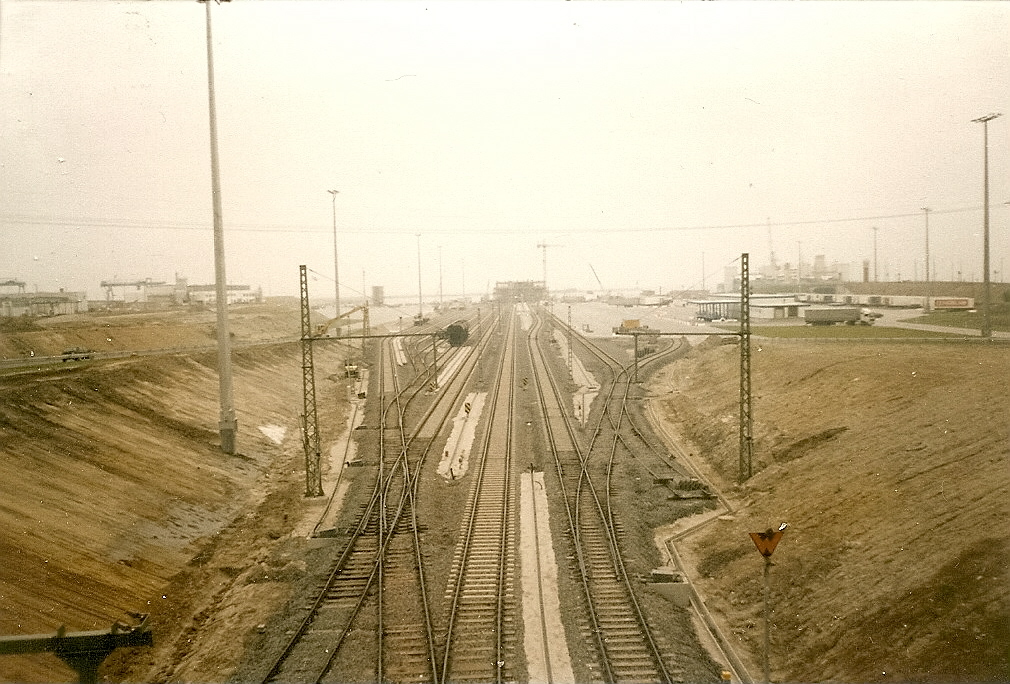 Der damals im Bau befindliche,neue Fährhafen nach Trelleborg in Mukran.