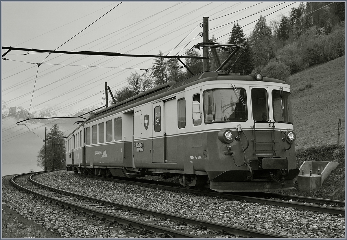 Der MOB ABDe 8/8 4001  Suisse  als Extrazug in Sendy Sollard.
11. Nov. 2017