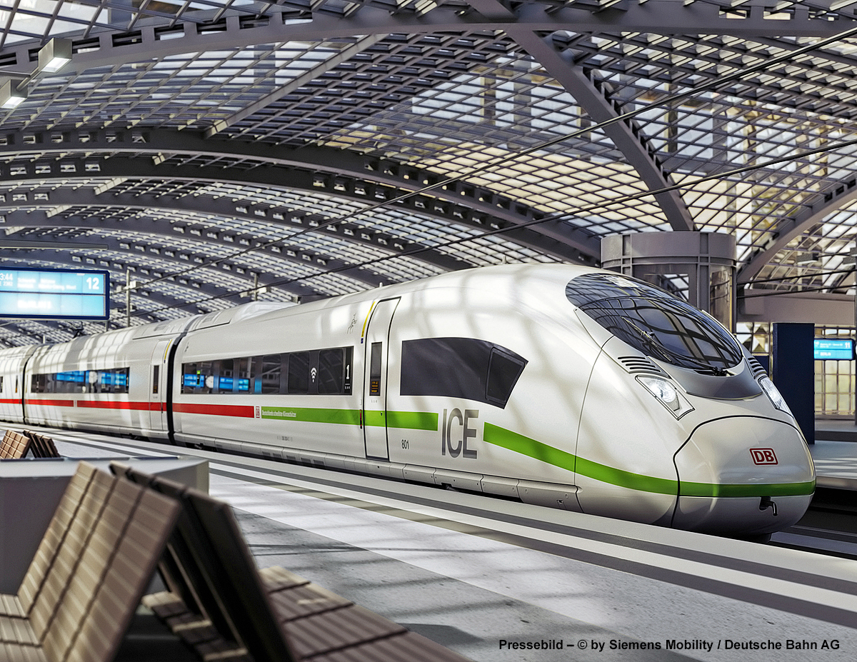 Der neuste ICE ist z.Z. schon im Testbetrieb der ICE 3neo – Velaro MS der BR 408 von Siemens. Hier ein Pressebild – © by Siemens Mobility / Deutsche Bahn AG.

Die Deutsche Bahn bestellte im Juli 2020 für rund eine Milliarde Euro 30 ICE-Triebzüge bei Siemens Mobility vom Typ Velaro MS - ICE 3neo, die der DB-Baureihe 408 zugeordnet werden.Diese basieren auf der bewährten Velaro-Plattform und sind eine Weiterentwicklung der Baureihe 407. Die neuen, für 320 km ausgelegten Züge werden als ICE 3neo vermarktet. Es ist vorgesehen, die ersten Garnituren bereits ab Ende 2022 in Betrieb zu nehmen, auf den Relationen „Dortmund – Frankfurt – Stuttgart – München“ sowie „Dortmund – Frankfurt – Nürnberg – München“. Bis Ende 2026 sollen alle 30 ICE 3neo der DB übergeben worden sein.

Die ICE der Baureihe 408 sollen komfortabler werden, acht Fahrradstellplätze pro Garnitur aufweisen, 16 Plätze für Familien sowie 5 Plätze für Kleinkinder bieten. Ein Novum sind frequenzdurchlässige Scheiben für einen stabilen Mobilfunkempfang.
