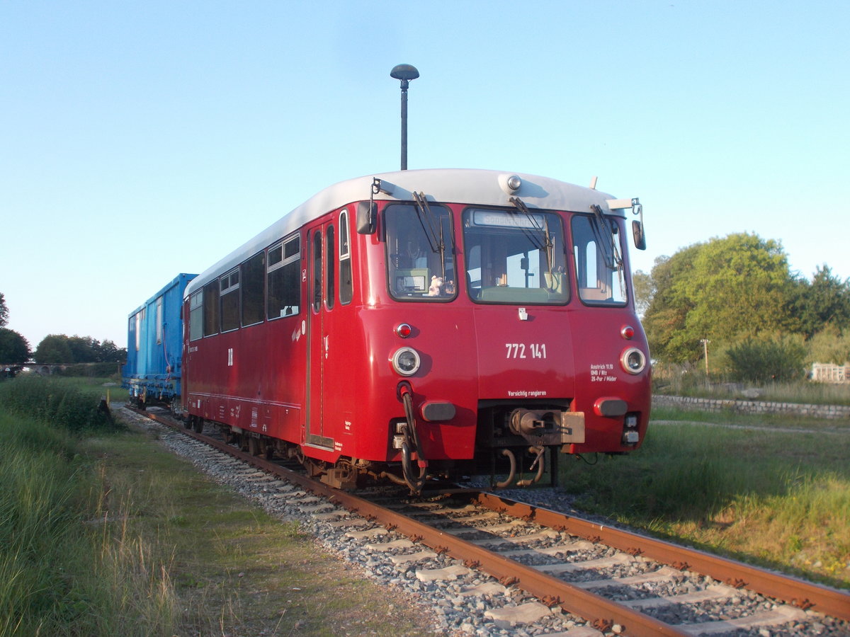 Der PRESS 772 141,am 25.August 2019,übernommen von der Oberweißbacher-Schwarzatalbahn,in Putbus.
