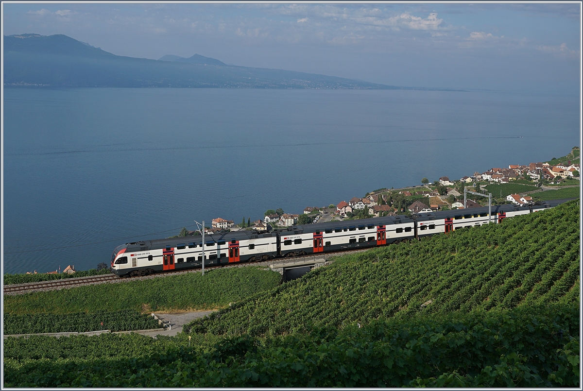 Der SBB RABe 511 401 als S Bahn auf der  Train de Vignes  Strecke bei Chexbres.

26. Juli 2019