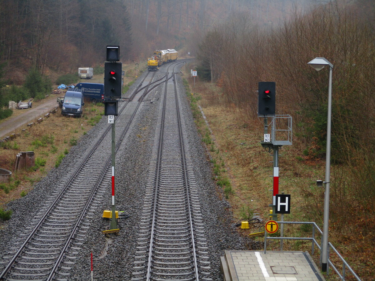 Die Ausfahrsignale N1 nd N2 Richtung Oberhof,am 24.April 2022,aus Gehlberg.