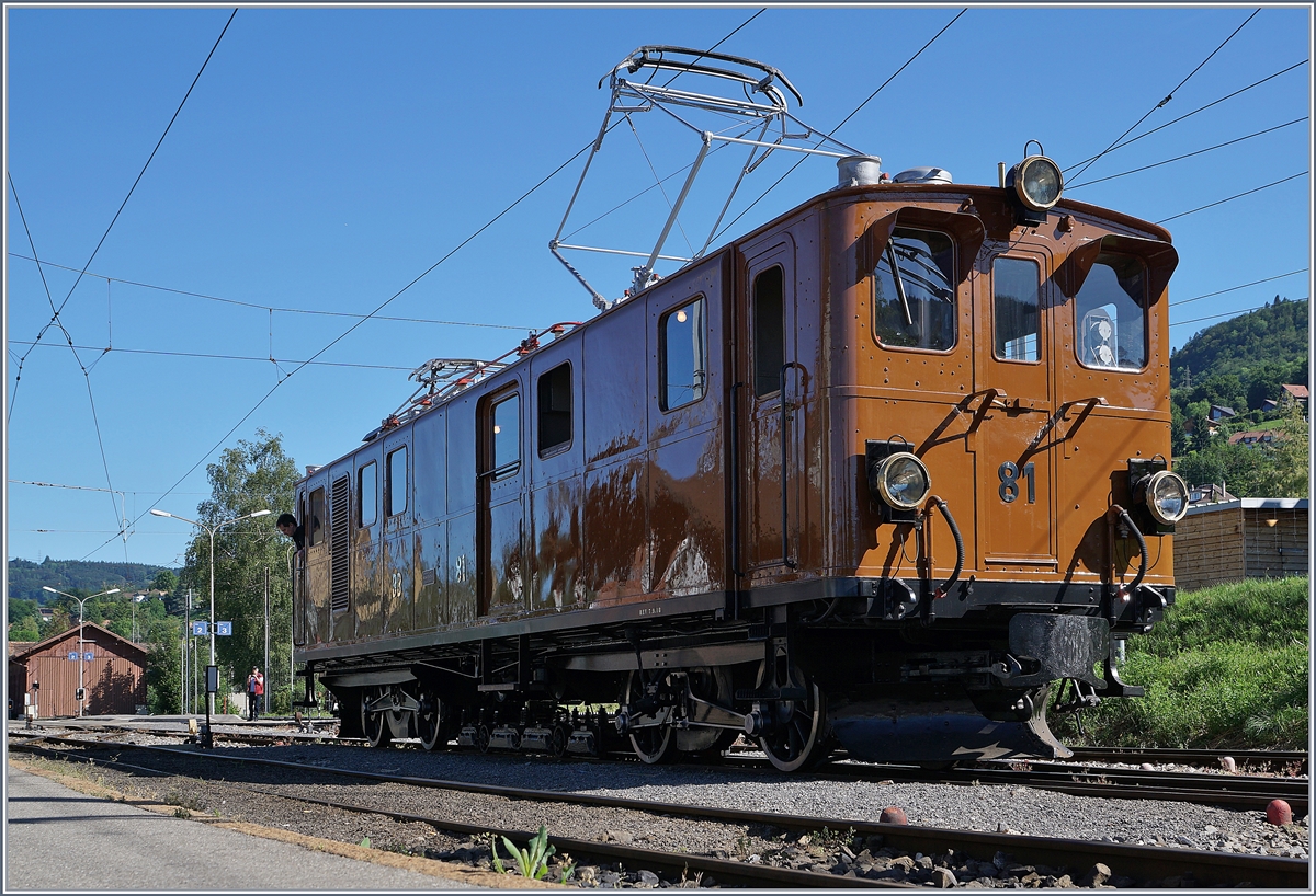 Die Bernina Bahn Ge 4/4 81 bei der Blonay-Chamby Bahn in Blonay.

08. Juni 2019