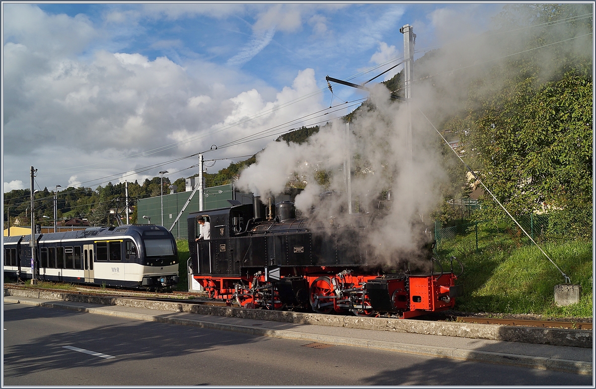 Die Blonay-Chamby Bahn G 2x 2/23 105 in Blonay.

5. Okt. 2019