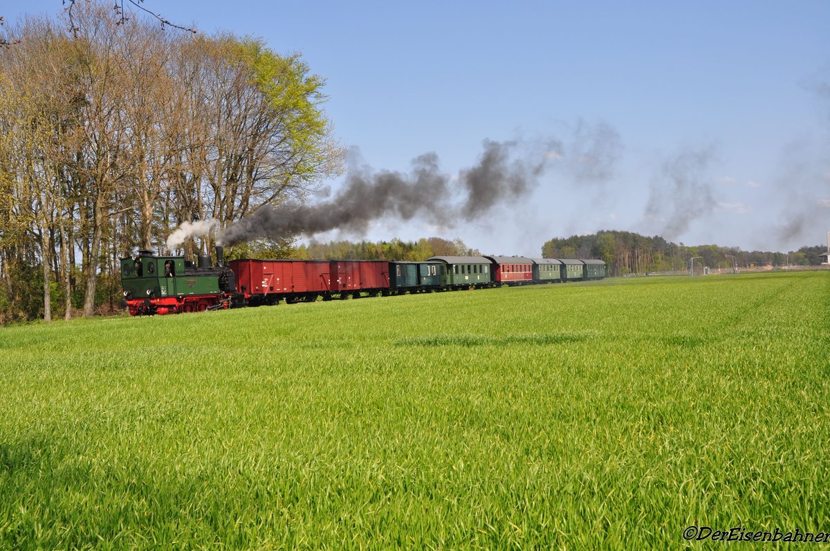 Die Dampflok  Niedersachsen  hinter Essen (Oldb) richtung Löningen am (01.05.2016)