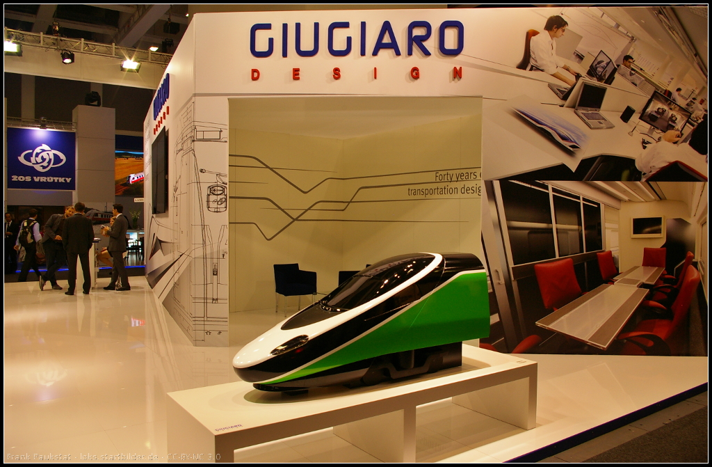 Die Firma Giugiaro Design entwickelt Designs fr Schienenfahrzeuge und Inneneinrichtungen. Die Firma war auf der InnoTrans 2014 in Berlin vertreten