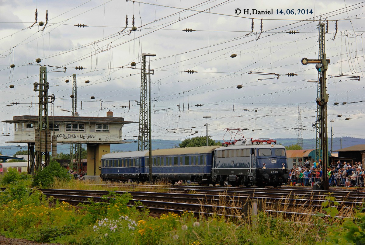 E 10 348 bei der Lokparade am 14.06.2014 im DB Museum Koblenz Lützel. 