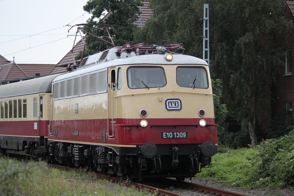 E10 1309(113 309-9)mit DLr 1008 von Rostock Hbf nach Warnemünde kurz nach der Ankunft in Warnemünde.30.08.2017