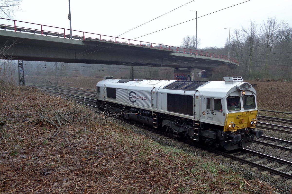 ECR 077 022 durchfahrt Duisburg-Kaiserberg am 30 Jänner 2018. 