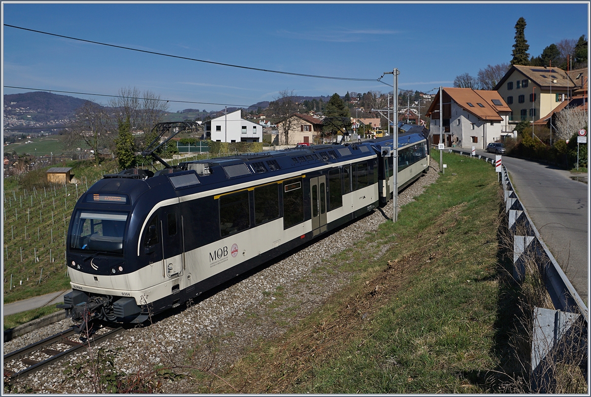 Ein Alpina Triebwagenzug auf der Fahrt von Montreux nach Zweisimmen bei Planchamp.

15. März 2020