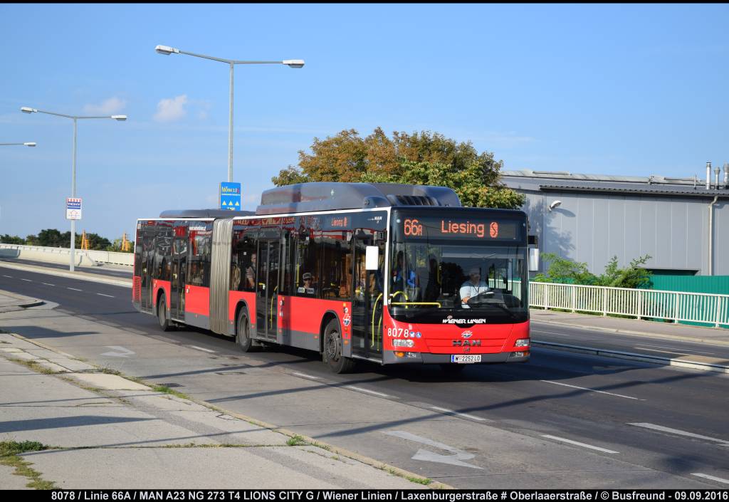 Ein MAN A23 NG 273 T4 der Wiener Linien unterwegs auf der Linie 66A bei der Oberlaaerstrae.