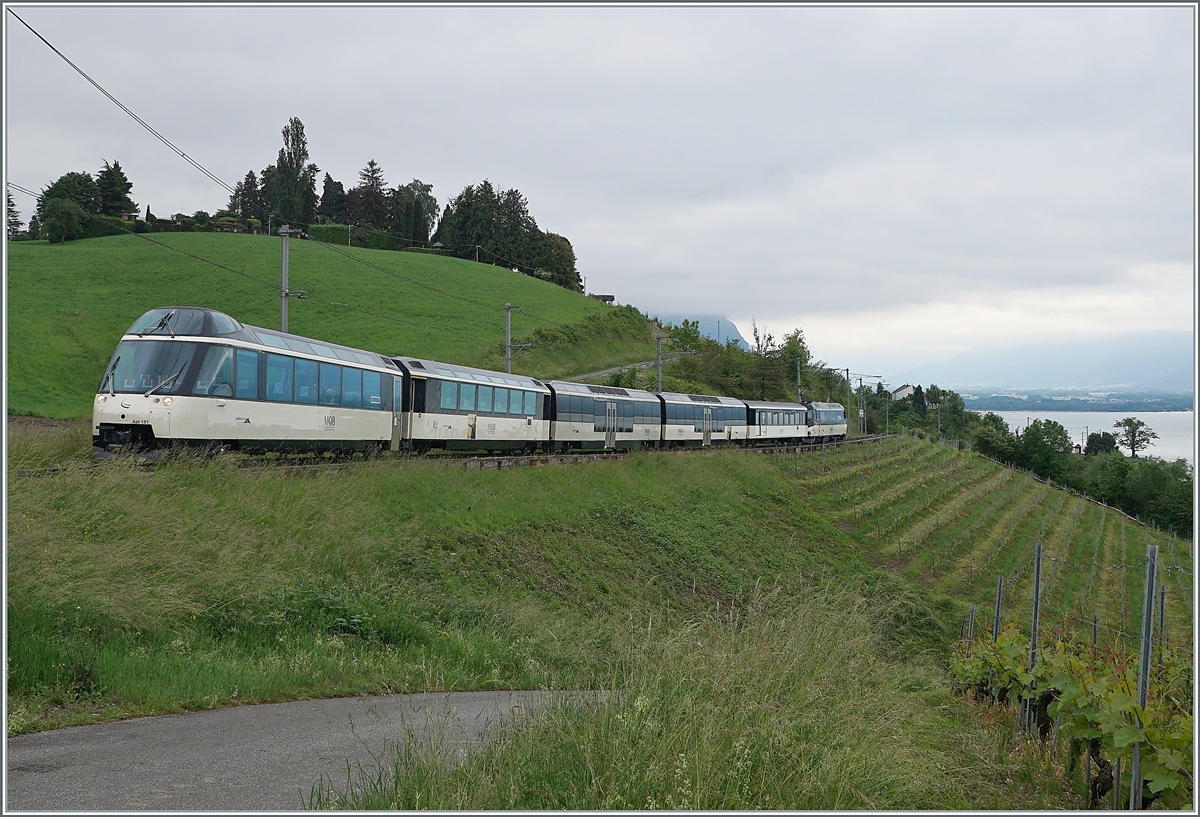 Ein MOB Panoramic Express in den Weinbergen oberhalb von Montreux bei Planchamp. 

14. Mai 2020