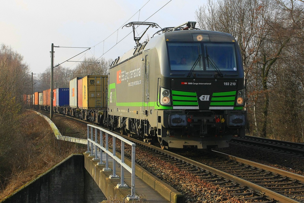 ELL/SBB 193 210 mit Containerzug am 25.02.2015 in Hamburg-Moorburg