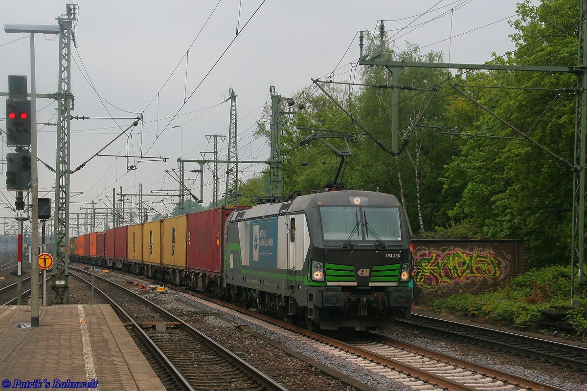 ELL/WLC 193 236 mit Containerzug am 09.05.2019 in Hamburg-Harburg