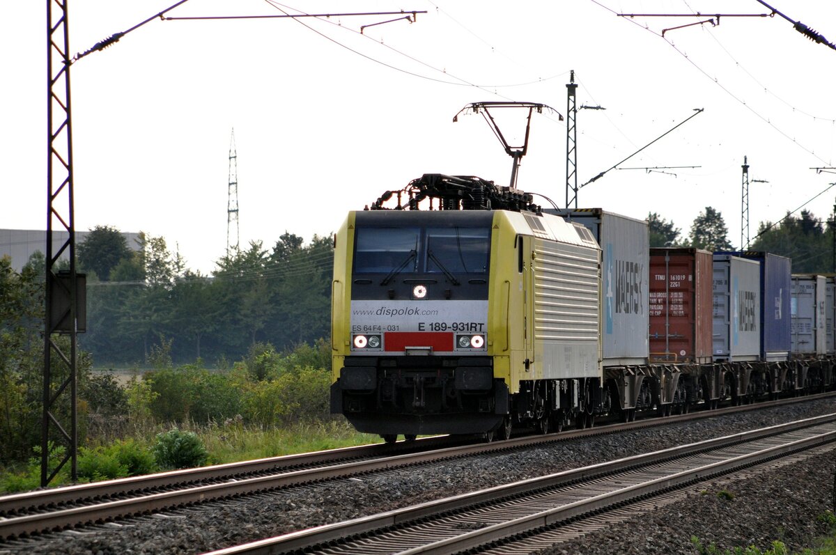 ES 64 F 4 031 Dispolok E 189 931 RT mit Containerzug bei Neu-Ulm Pfuhl am 23.09.2011.