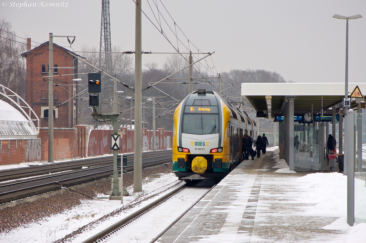 ET 445.111 (445 111-8) ODEG - Ostdeutsche Eisenbahn GmbH als RE4 (RE 84021) von Rathenow nach Jüterbog in Rathenow. 24.01.2014