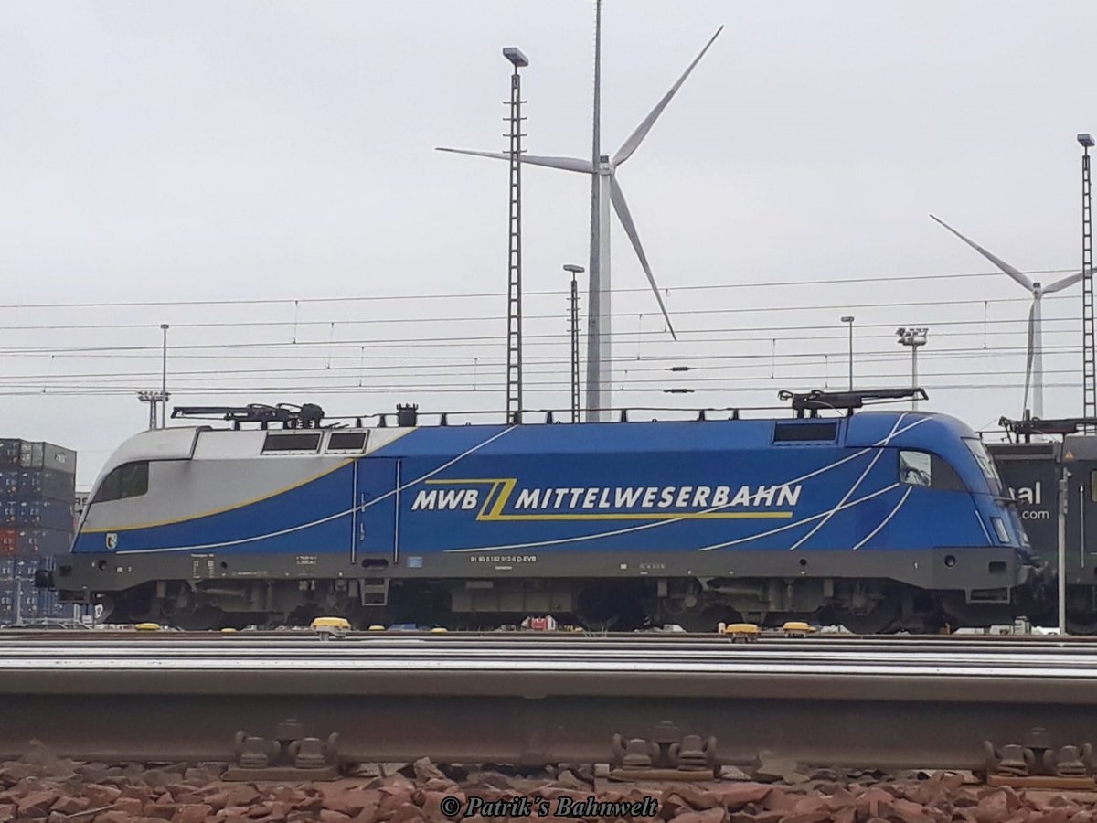 evb 182 912  Mittelweserbahn  abgestellt in Hamburg-Altenwerder am Hafenbahnhof Alte S�derelbe am 01.05.2019