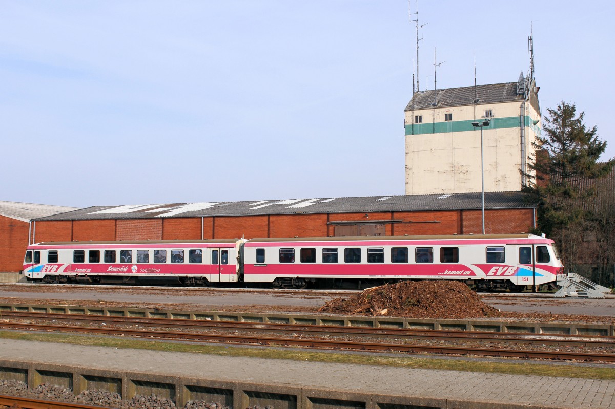 evb - VT 151 (Märklin-Modell) am 07.03.2014 in Bremervörde (EVB-Betriebsgelände).