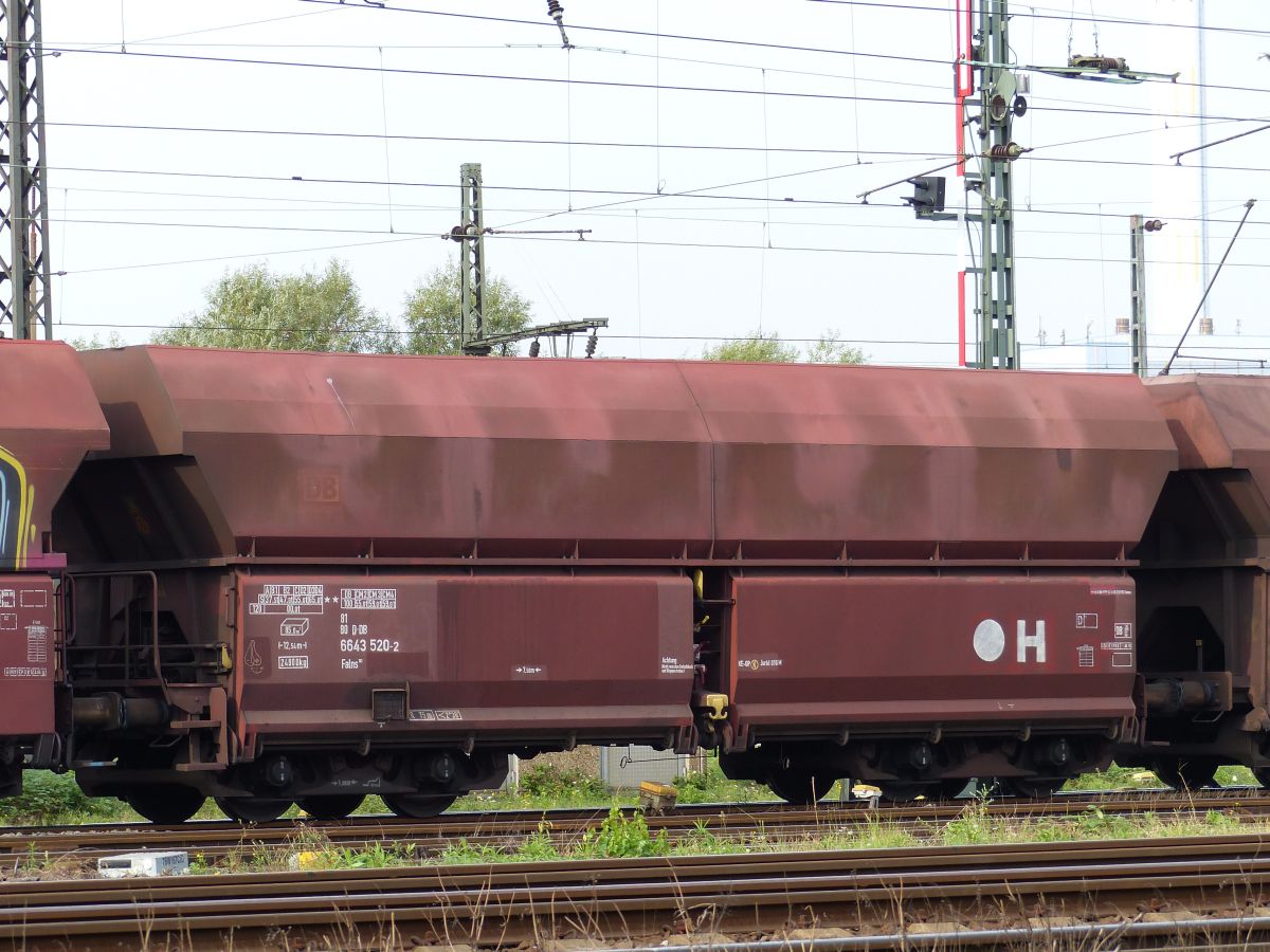 Falns Nummer 81 80 D-DB 6643 520-2 Gterbahnhof Oberhausen West 22-09-2016.

Falns met nummer 81 80 D-DB 6643 520-2 goederenstation Oberhausen West 22-09-2016.