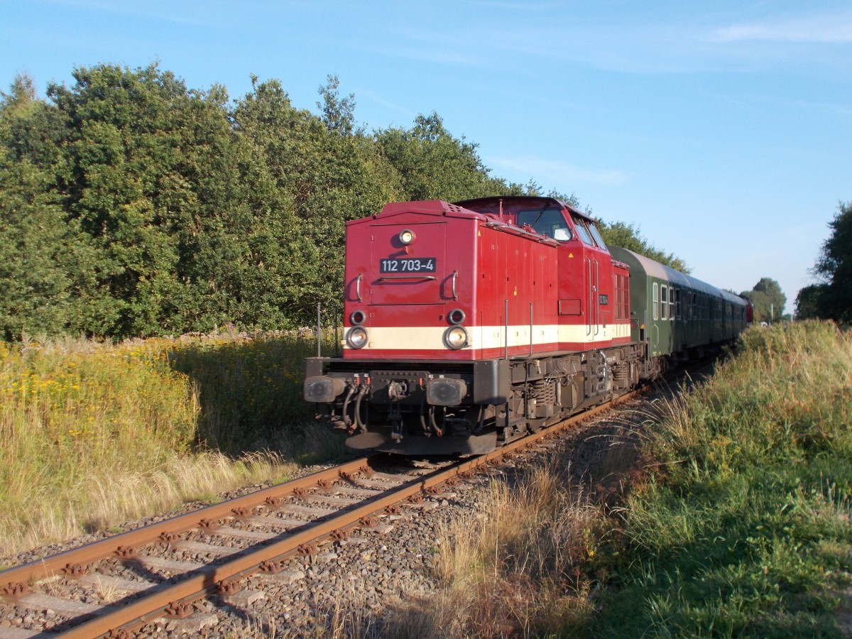 Für die Aufnahme von 112 703 bei Bergen/Rügen,am 22.August 2015,mußte ich mich durch Dornengestrüpp und Kletten kämpfen.