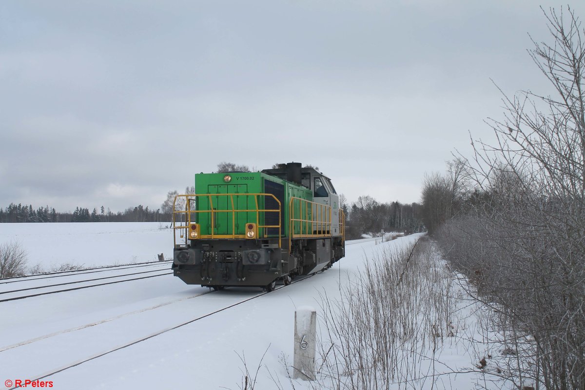 G1700.02 auf Strecken Erkundungsfahrt von Wiesau/Oberpfalz nach Mitterteich zur GSB Resycling hier auf Höhe von Schönfeld. 25.01.21