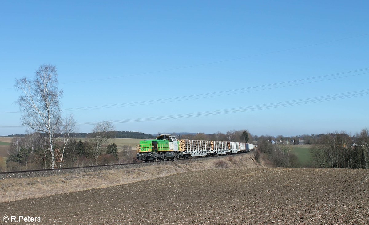 G1700.03 mit dem 45392 1800T Holzzug Cheb - Regensburg beim überqueren vom Seußener Viadukt. 28.02.21