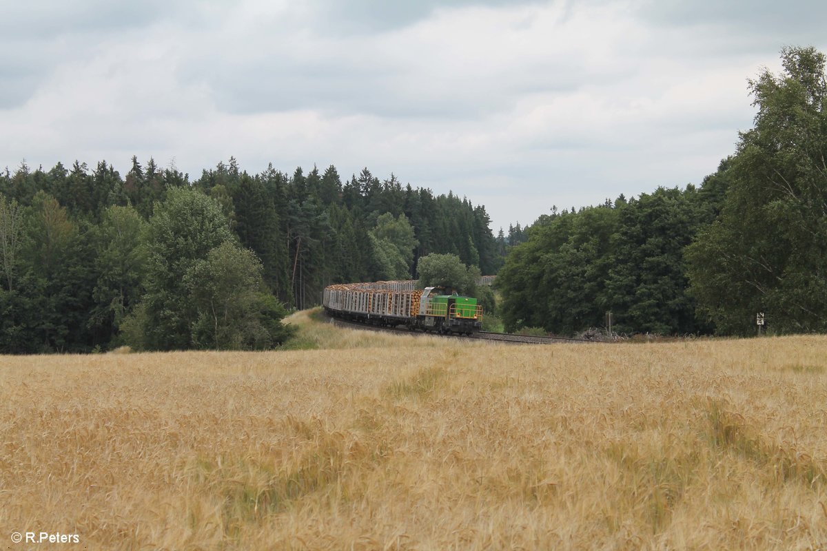 G1700.03 zieht bei Oberteich den Holzzug Cheb - Wiesau. 24.07.17