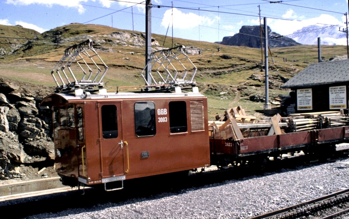 GGB He 2/2 Nr.3003; Inbetriebsetzung 1898 (Umbau 1973) für Dienst- und Bauzüge am Gornergrat am 22.08.1979.