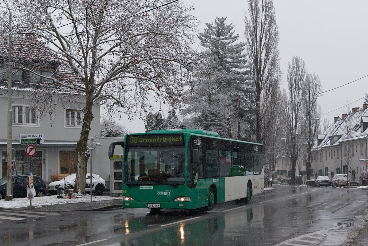 Graz Linien Citaro WN 115 als Linie 39 bei der Haltestelle 
Payer-Weyprecht-Straße, 14.01.2018