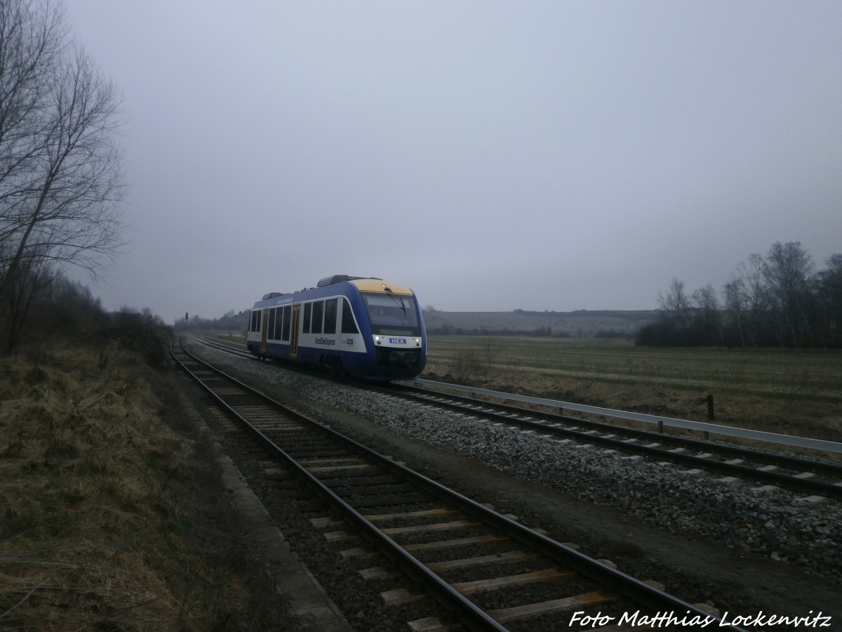 HEX Triebwagen mit ziel Halle (Saale) Hbf kurz vor Halle-Trotha am 13.3.15