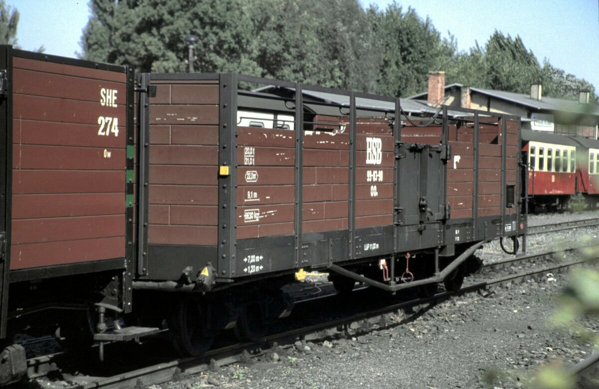 HSB Offener Güterwagen OO 4-achsig in Werningerode-Westerntor am 04.09.1999.