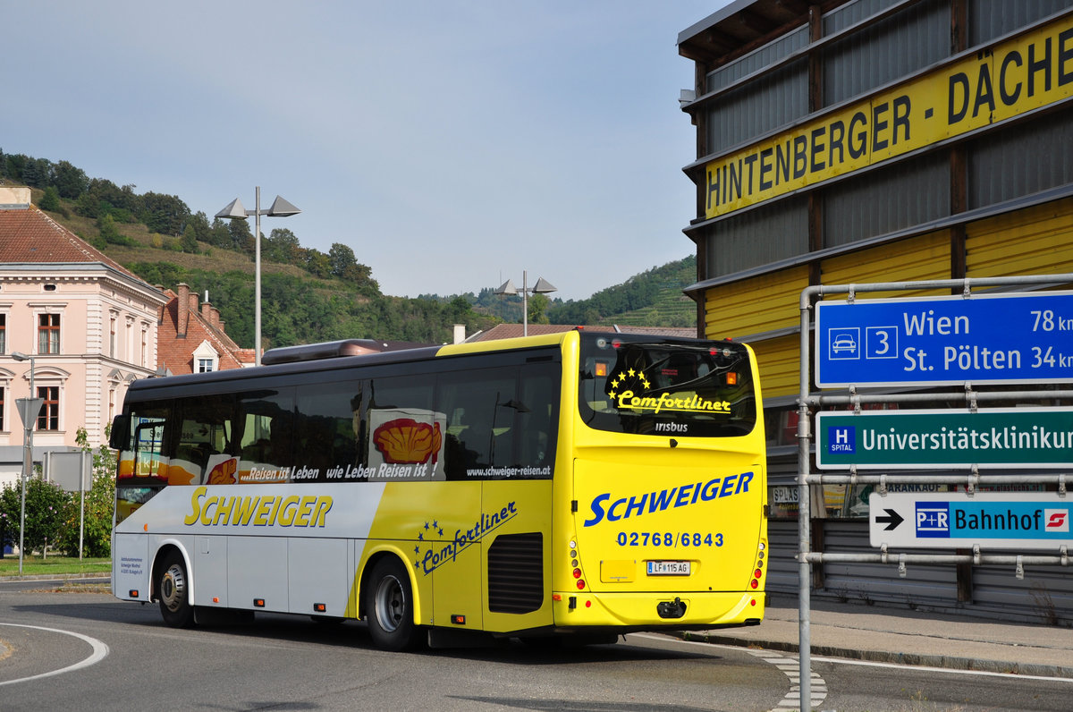 Irisbus von Manfred Schwaiger Reisen aus Nieder�sterreich in Krems gesehen.
