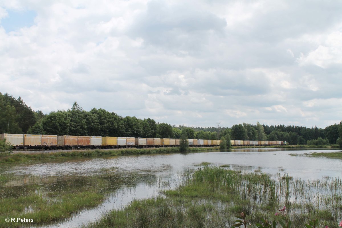 Leider aus der Falschen Richtung rollte 277 004 alias V1700.03 mit einem Hackschnitzelzug aus Wiesau nach Regensburg an mir vorbei. 09.07.16